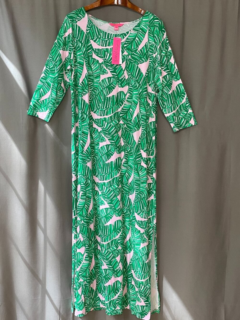 Lilly Pulitzer Morgan Maxi Dress XXL Green Pink Let's Go Bananas NWT